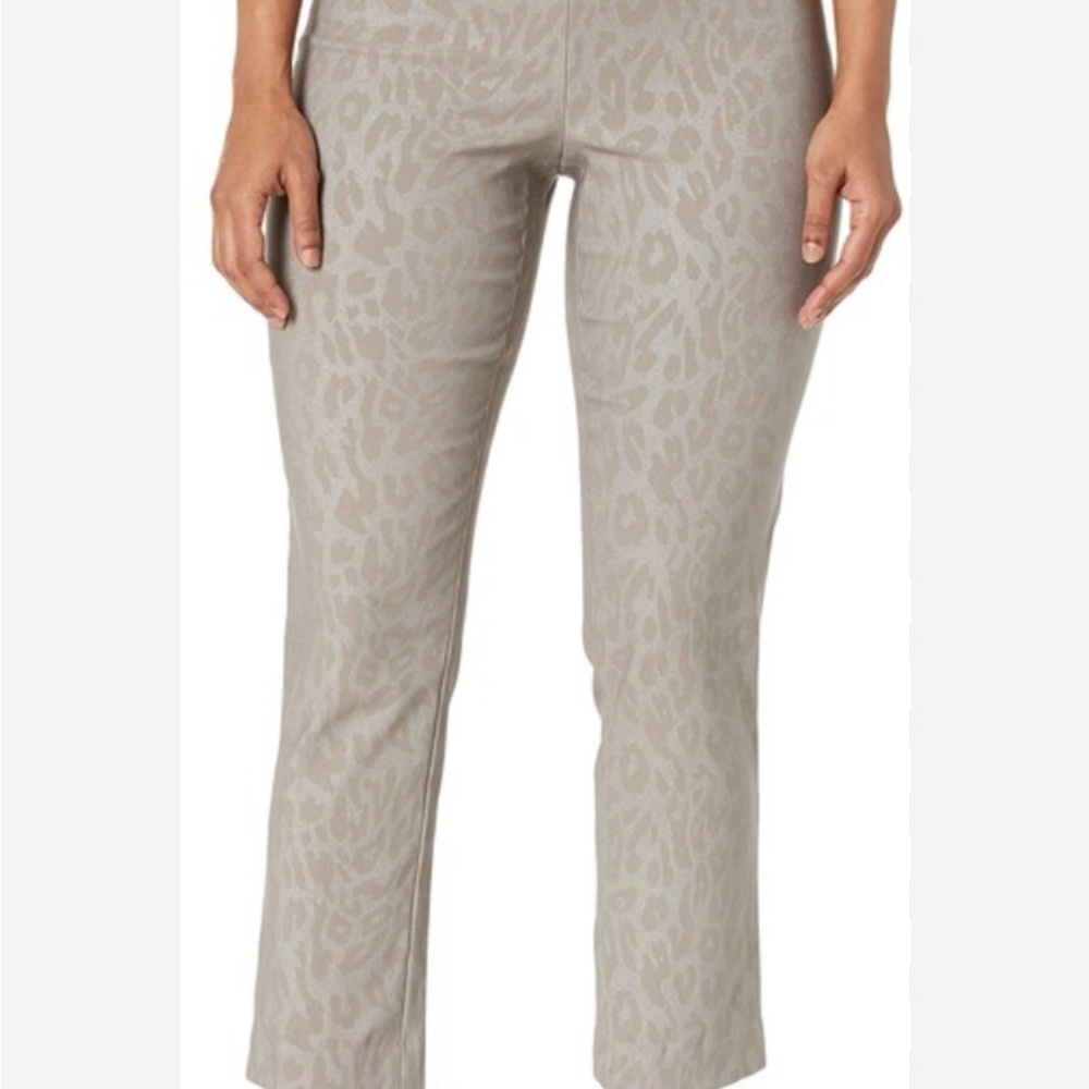 Nic+Zoe Plaza Demi Cropped Boot Leopard Print Pants Sz 14